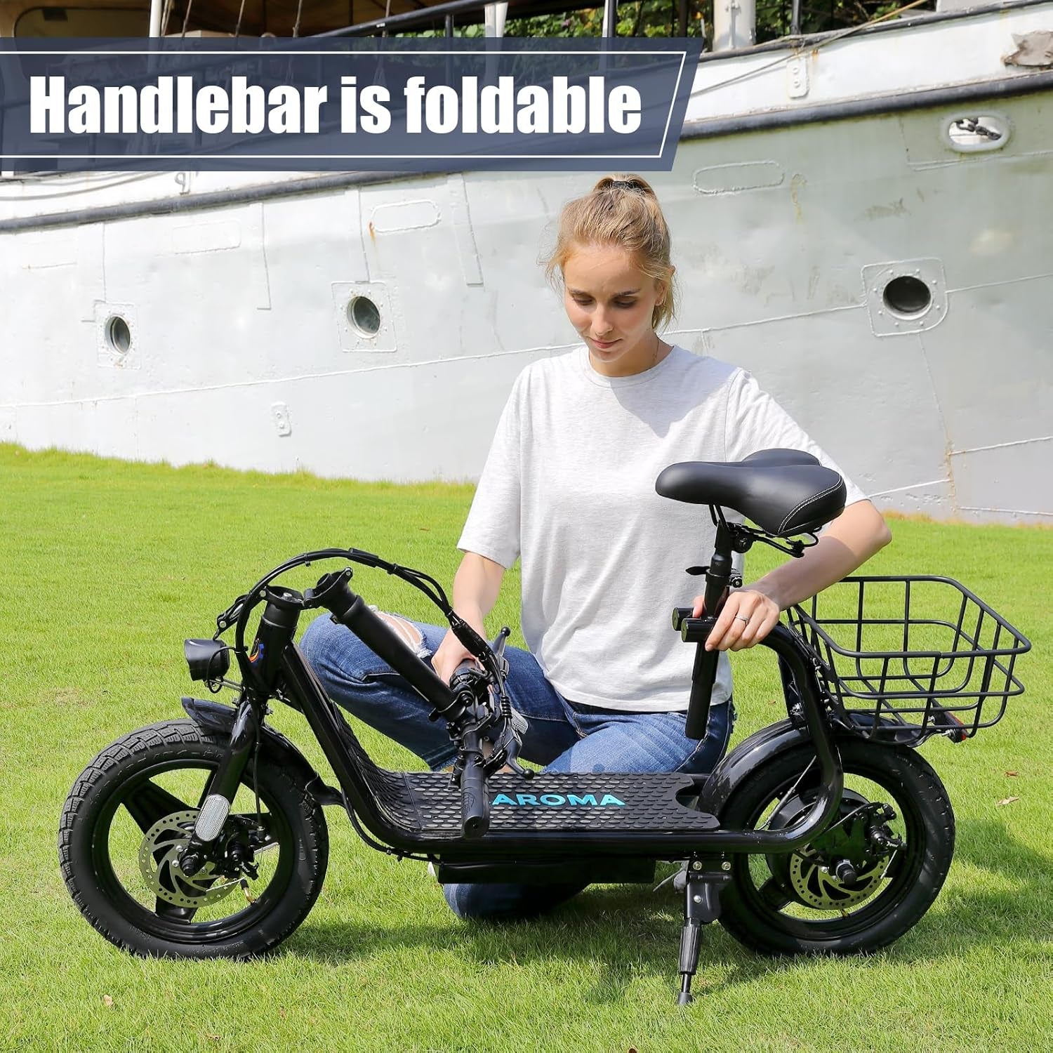 Electric Scooter with Seat, Max 30Miles Ranges & 20Mph, 500/800/1200W Motor, 14" Tire Foldable E-Scooter for Commuting with Basket, Dual Braking Dual Suspension, 300Lbs Max Load