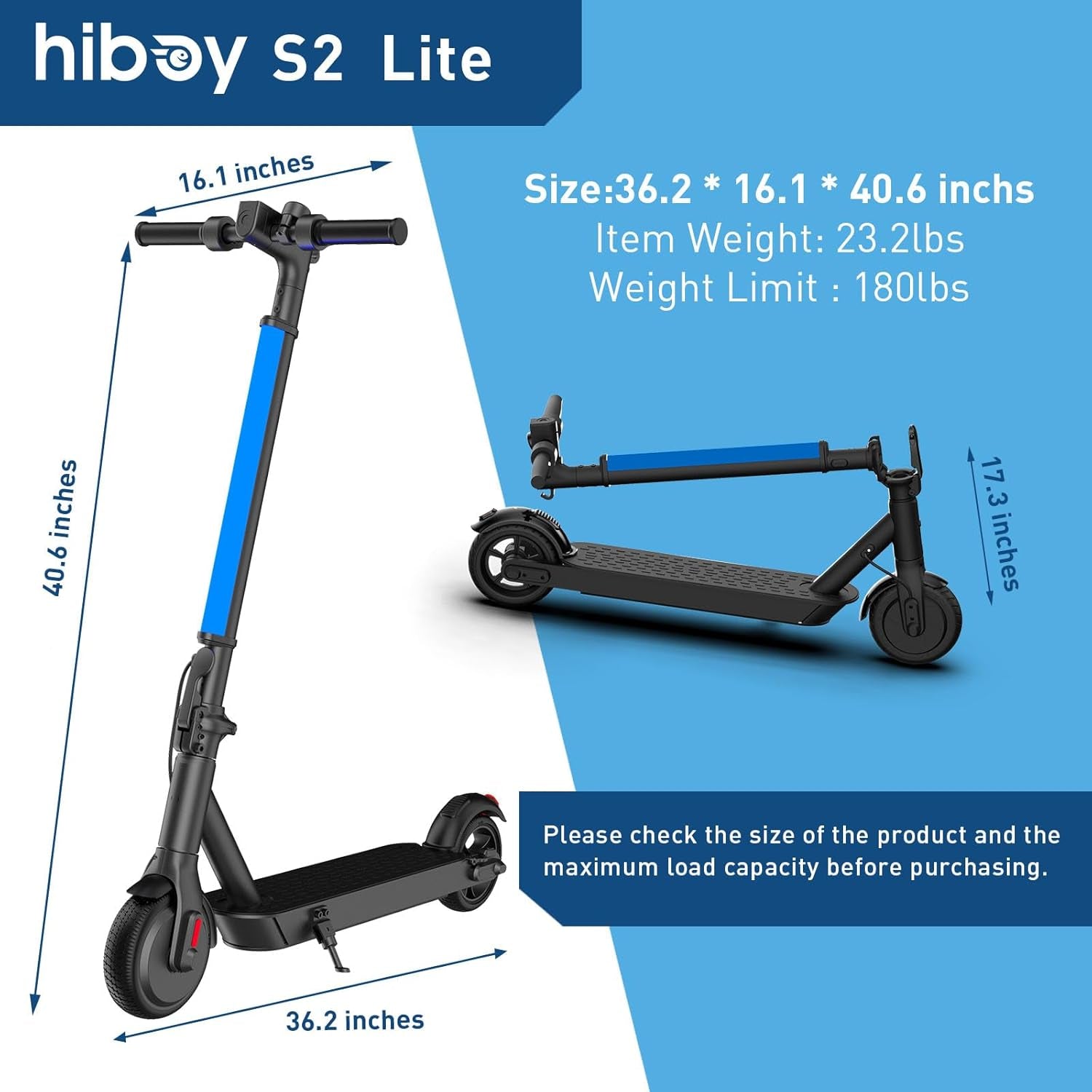 S2 Lite Electric Scooter - 6.5" Solid Tires - up to 10.6 Miles Long-Range & 13 MPH Portable Folding Commuting Kick-Start Boost Scooter for Teens